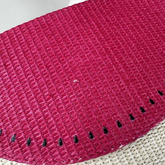 Escada Sorbetto Rosso Watermelon Straw Rattan Chain Crossbody Shoulder Bag - Picture 7 of 11